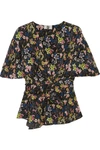 TOPSHOP UNIQUE Aster ruffled printed silk crepe de chine top