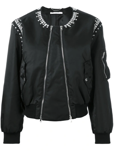 Shop Givenchy Crystal Embellished Bomber