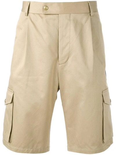 Moncler Slim-fit Cotton-gabardine Cargo Shorts In Neutrals