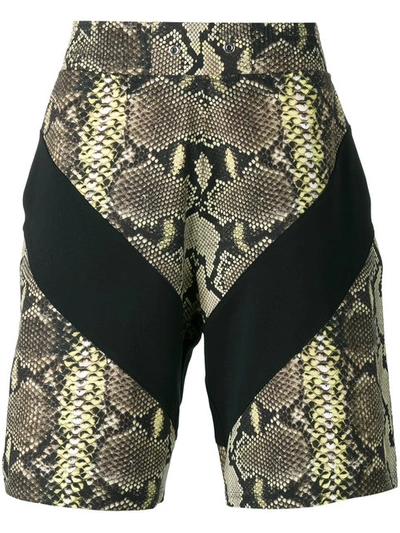 Givenchy Snake Print Bermuda Shorts In Animal Print, Yellow, Brown. In Dark Beige