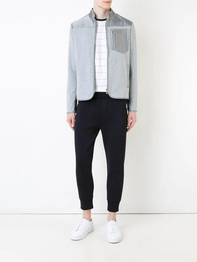Shop Kent & Curwen Contrat Panel Zip Cardigan In Grey