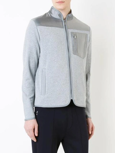 Shop Kent & Curwen Contrat Panel Zip Cardigan In Grey