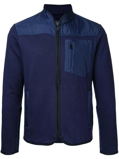 Shop Kent & Curwen Contrast Panel Zip Cardigan In Blue