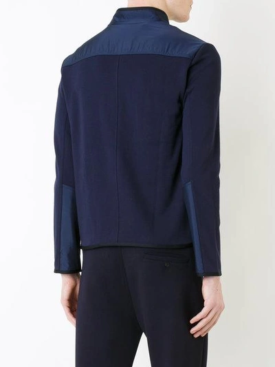 Shop Kent & Curwen Contrast Panel Zip Cardigan In Blue