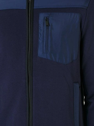 Shop Kent & Curwen Contrast Panel Zip Cardigan In Blue