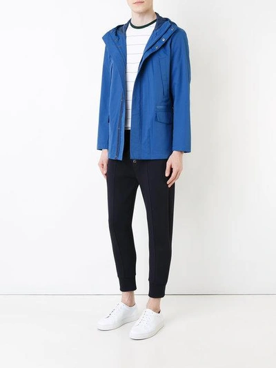 Shop Kent & Curwen Plain Hooded Sport Jacket In Blue