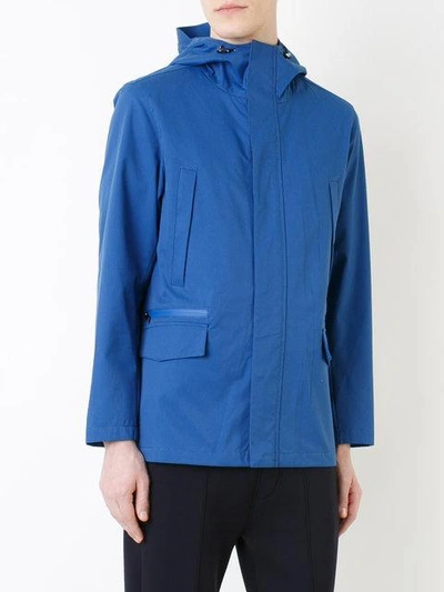 Shop Kent & Curwen Plain Hooded Sport Jacket In Blue