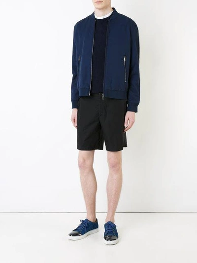 Shop Kent & Curwen Contrast Stripe Bomber Jacket In Blue