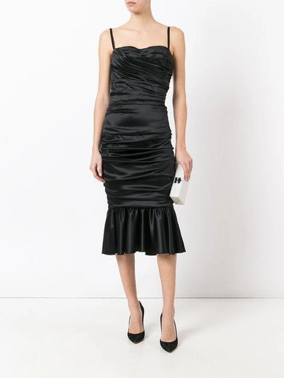 Shop Dolce & Gabbana Ruched Bustier Dress In Black