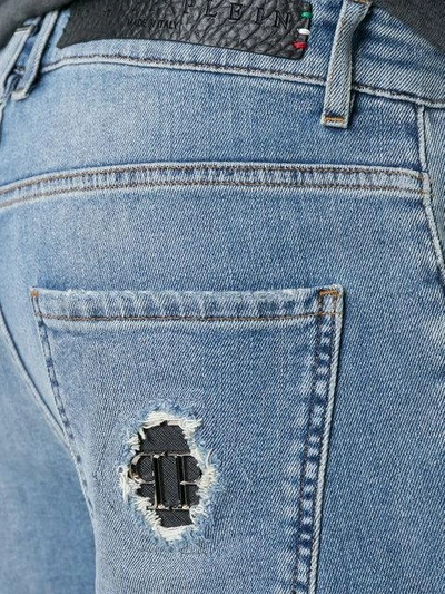 Shop Philipp Plein Distressed Slim Jeans