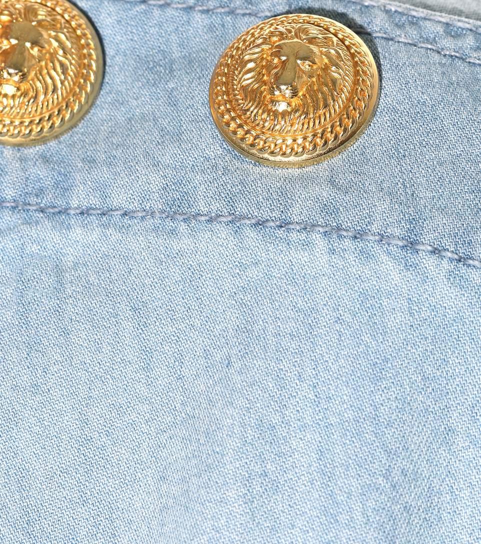 Balmain Buttoned Shoulder Denim T-shirt In Lleu Jeae | ModeSens