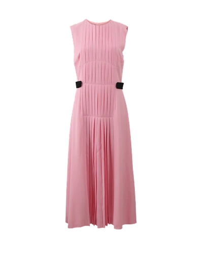 Emilia Wickstead Jolley Pleated Wool-crepe Dress In Pink