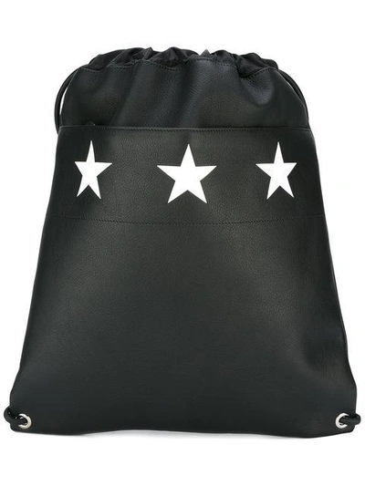 Shop Givenchy Star Print Drawstring Backpack - Black