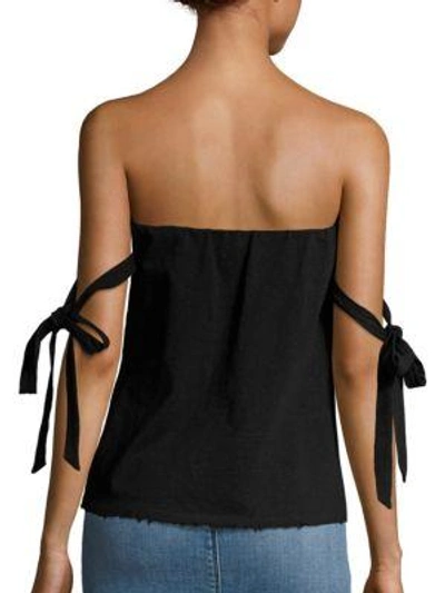 Shop Rta Josephine Strapless Cotton Top In Noir