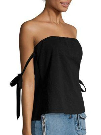 Shop Rta Josephine Strapless Cotton Top In Noir