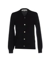 Comme Des Garçons Play Lambswool Cardigan With Small Black Emblem Sleeve In 深藏青