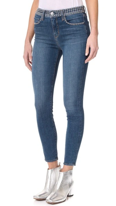 L Agence Margot Studded High-rise Ankle Skinny Jeans In Dark Vintage