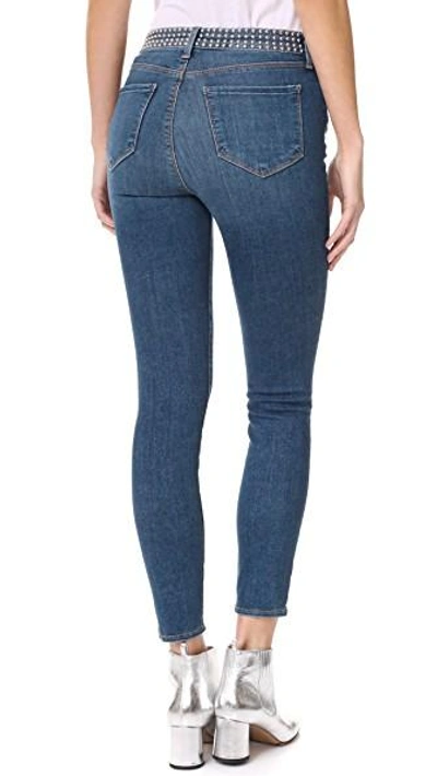 Shop L Agence Margot Studded Jeans In Dark Vintage