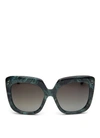 LINDA FARROW Ebony wood temple marbled acetate square sunglasses