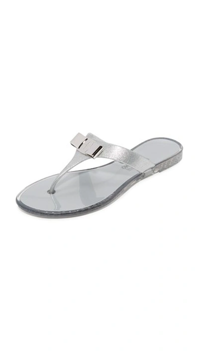 Ferragamo Farelia Thong Sandals In Glitter Silver