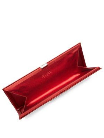 Shop Roger Vivier Pilgrim Crystal-buckle Satin Pochette In Red