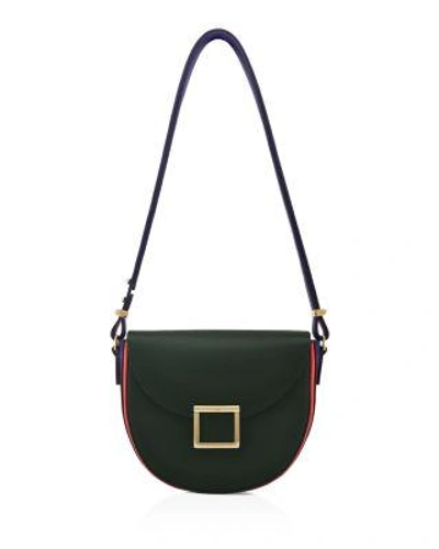 Jason Wu Jaime Colorblock Leather Saddle Bag In Dark Moss Green/gold