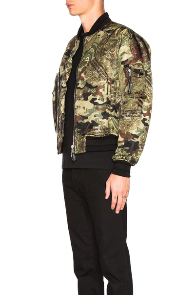 Shop Givenchy Printed Bomber Jacket In Green, Abstract.  In Khaki