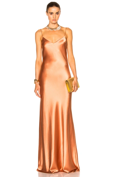 Shop Galvan Alcazar V-neck Dress In Burnt Orange