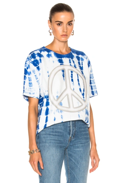 Shop Acne Studios Niagara Peace Tee In Blue,ombre & Tie Dye,white