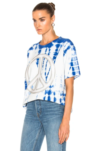 Shop Acne Studios Niagara Peace Tee In Blue,ombre & Tie Dye,white