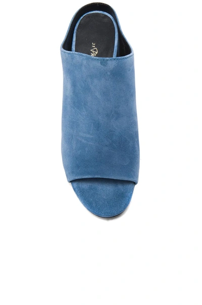 Shop 3.1 Phillip Lim / フィリップ リム Suede Cube Open Toe Slip Ons In Blue. In French Blue