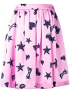 MOSCHINO MOSCHINO HEART PRINT SKATER SKIRT - PINK,A108044811924902