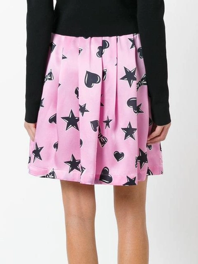 Shop Moschino Heart Print Skater Skirt - Pink