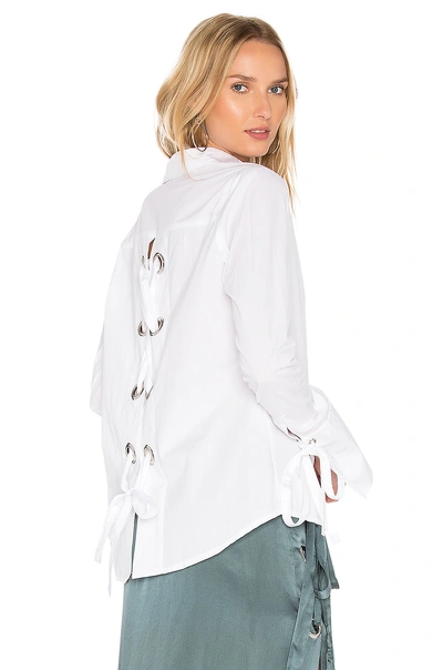 Mlm Label Cairo Eyelet Button Up In White.