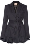 MAGGIE MARILYN Give Me Strength ruffle-trimmed pinstriped wool blazer