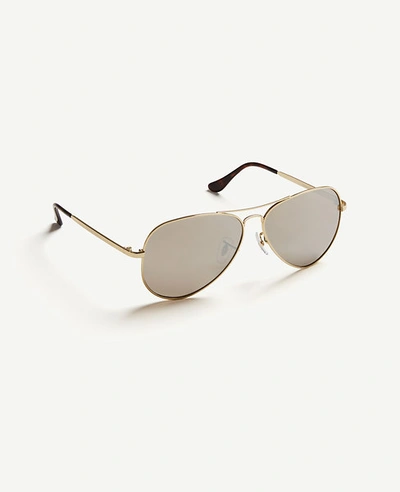 Ann Taylor Mirrored Aviator Sunglasses In Gold