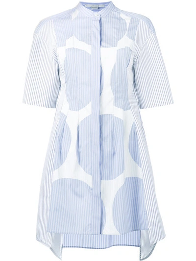 Stella Mccartney Stripe Shirting Short Sleeve Dress In Blue, Stripes. In Skyblue