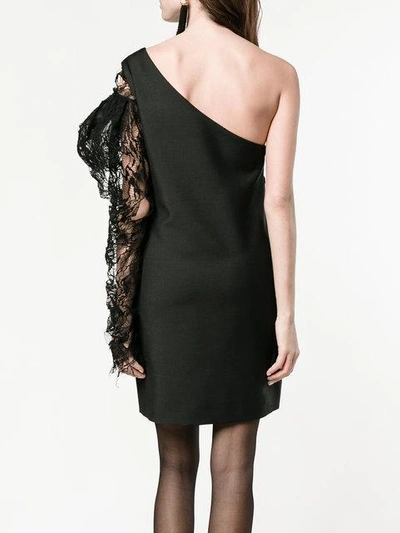 Shop Saint Laurent One Shoulder Asymmetric Dress - Black