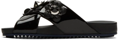 Shop Fendi Black Flowerland Sandals