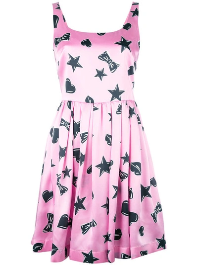 Moschino Star Print Dress In Pink