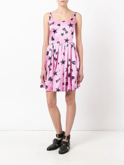 Shop Moschino Star Print Dress In Pink