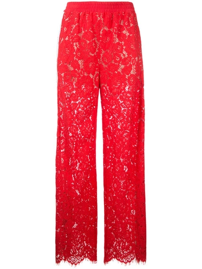 Goen J Lace Straight Trousers In Red