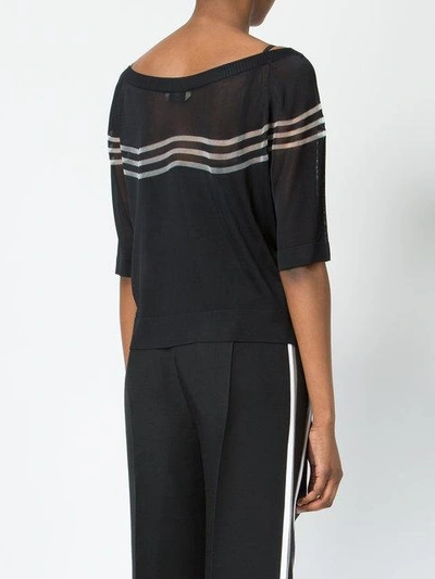 Shop Fendi Striped Blouse In Black