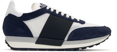 Moncler Horace Suede And Mesh Sneakers In Navy