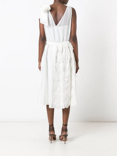 Shop Rochas Floral Applique Belted Dress - White