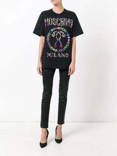 Shop Moschino Mirror Embroidered T-shirt