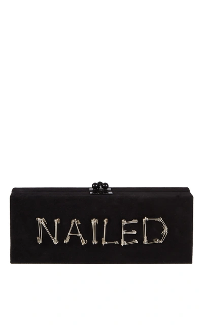 Edie Parker Flavia Nailed Acrylic Clutch Bag In Black