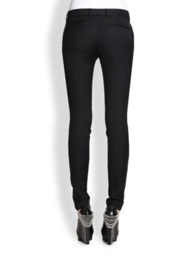 Shop Saint Laurent Wool Skinny Pants In Black