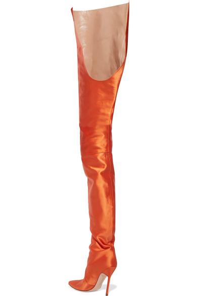 Vetements Manolo Blahnik Satin Boots In Bright Orange | ModeSens