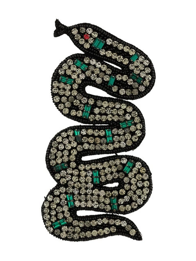 Gucci Snake Crystal-embellished Brooch In Black And Red Beads